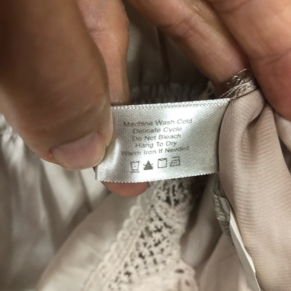 Boston Proper Peasant Boho Top Blouse Lace Fitted Waist Cold Shoulder Tie Front - Picture 10 of 11